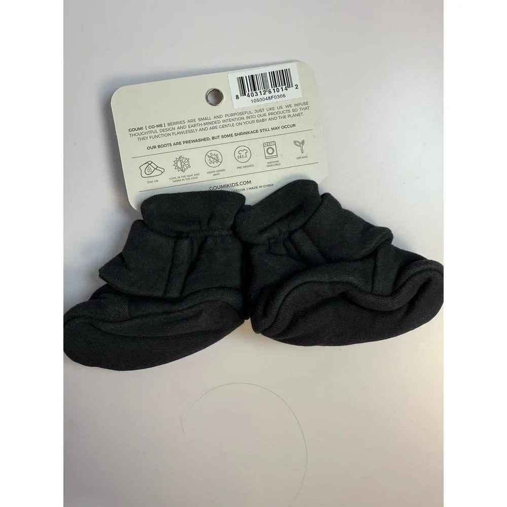Goumi Kids Soft Stay-On Baby Boots Infant Booties, 3-6M, Black NWT‎